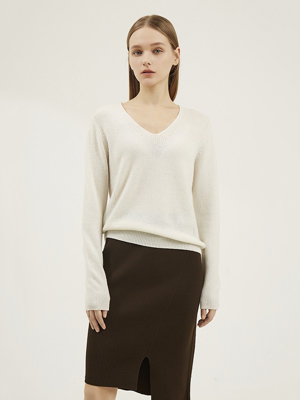 迪赛尼斯2020秋季白色纯色针织衫