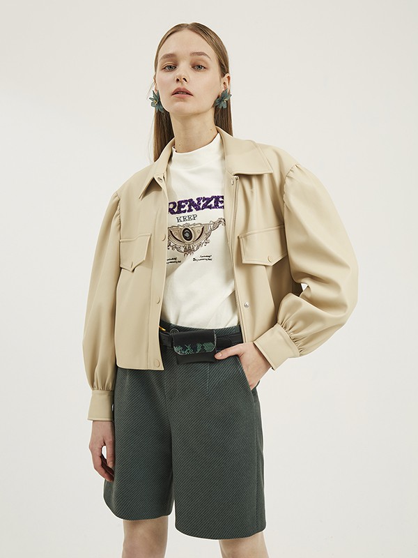 迪赛尼斯2020秋季卡其色宽松外套