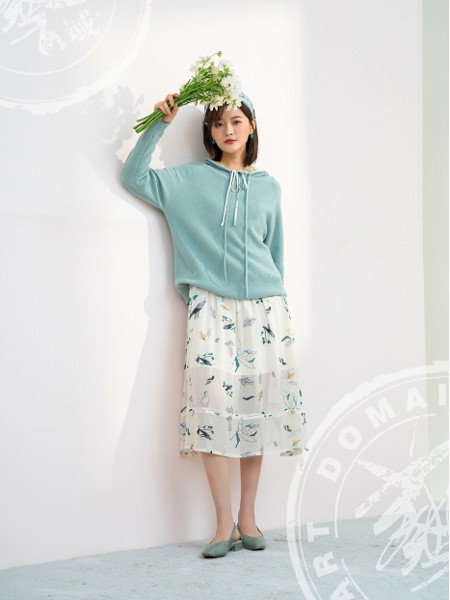 艺域2020秋冬季蓝色纯色卫衣