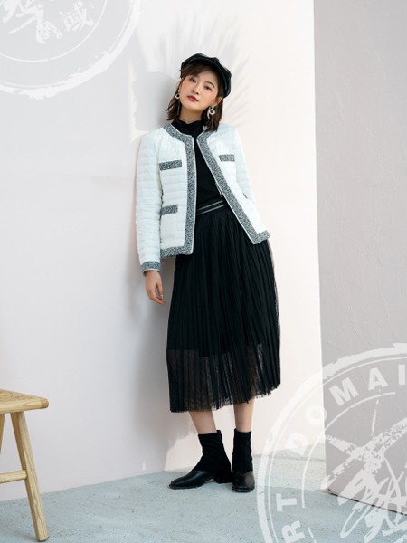 艺域2020秋冬季蓝色纯色羽绒服