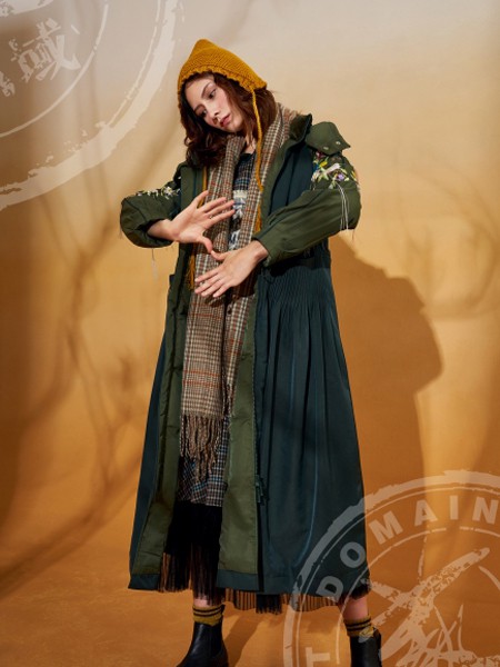 艺域2020秋冬季墨绿色长款外套