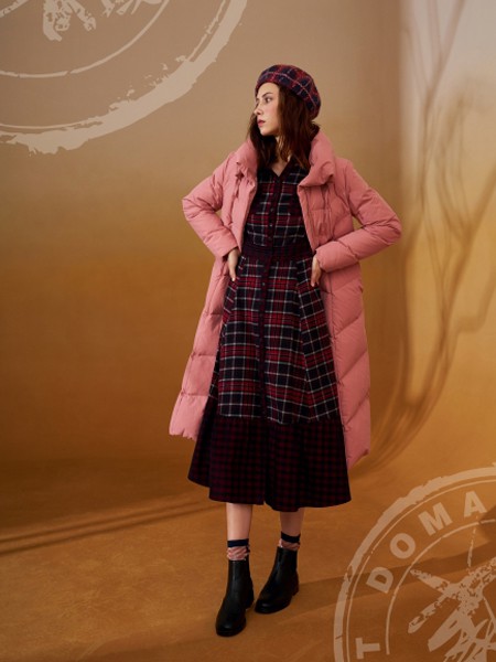 艺域2020秋冬季粉色长款羽绒服