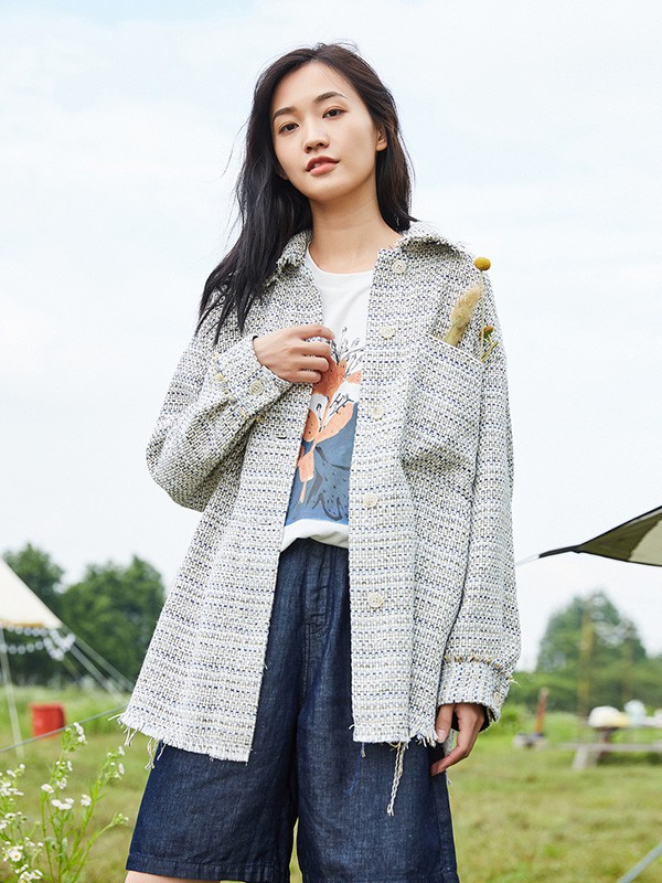 飞鸟和新酒2020秋季灰色宽松外套