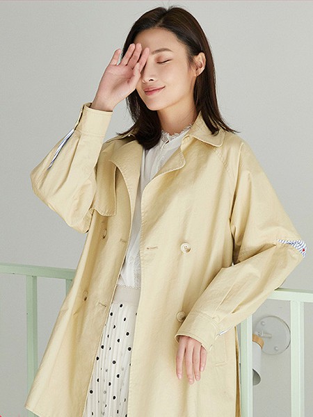 片断女装2020秋冬季黄色宽松风衣