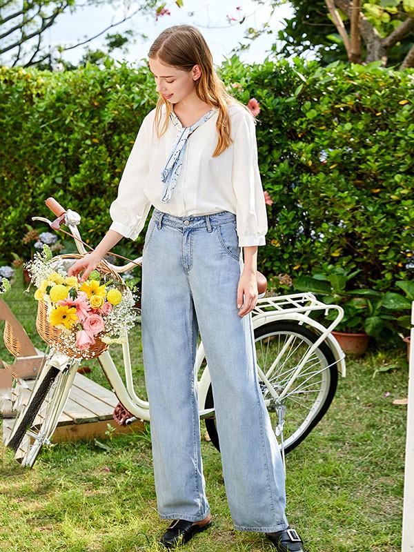 朵以2020秋季白色纯色衬衫