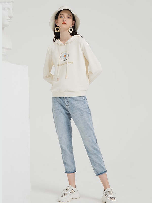 曼诺比菲2020秋季米色印花卫衣