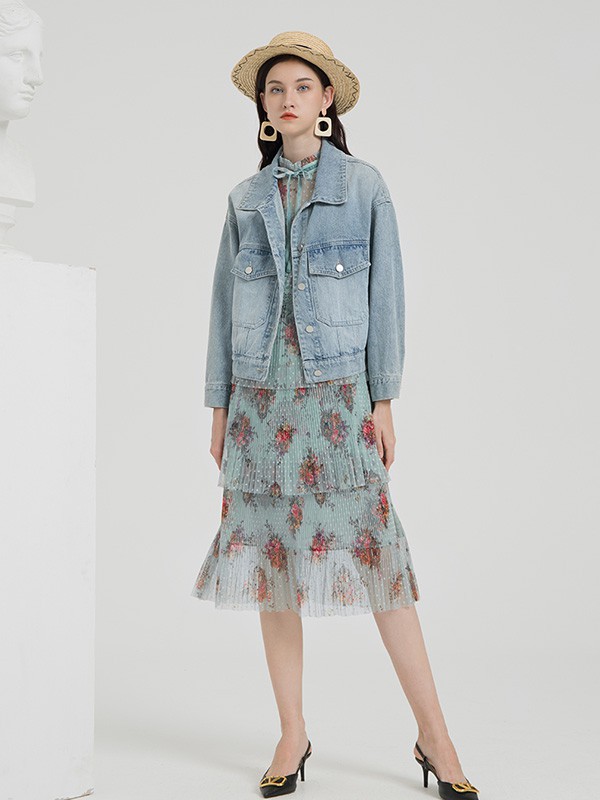 曼诺比菲2020秋季蓝色宽松外套