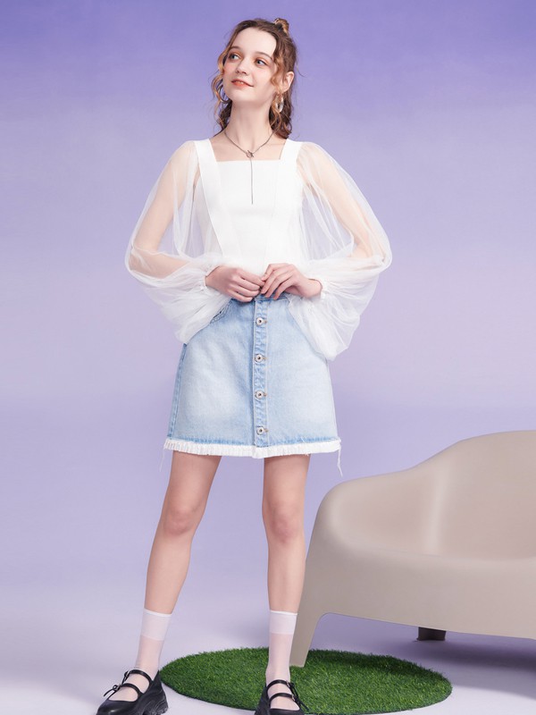 MJStyle2020春夏季白色纯色上衣