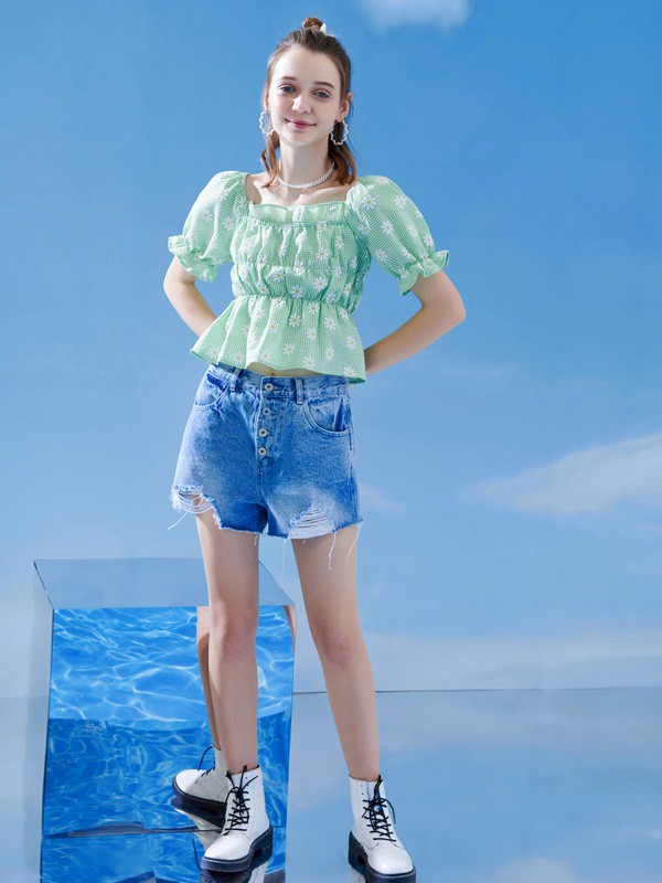 MJStyle2020春夏季绿色印花上衣