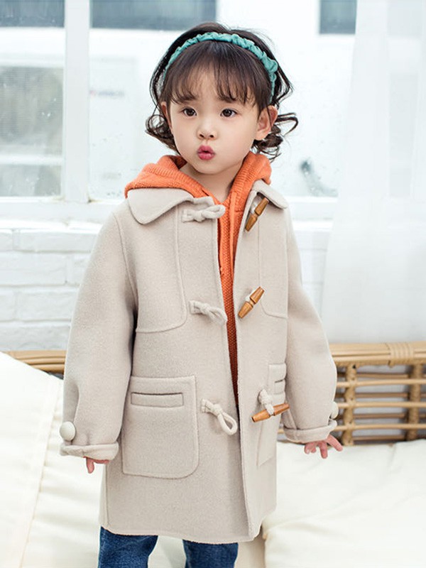 欧抱抱2020秋冬季米色翻领大衣