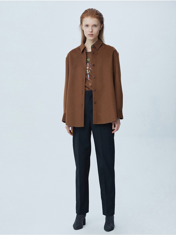 江南布衣2020秋冬季棕色宽松外套