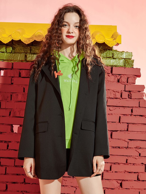 盛放女装2020秋冬季黑色纯色西装