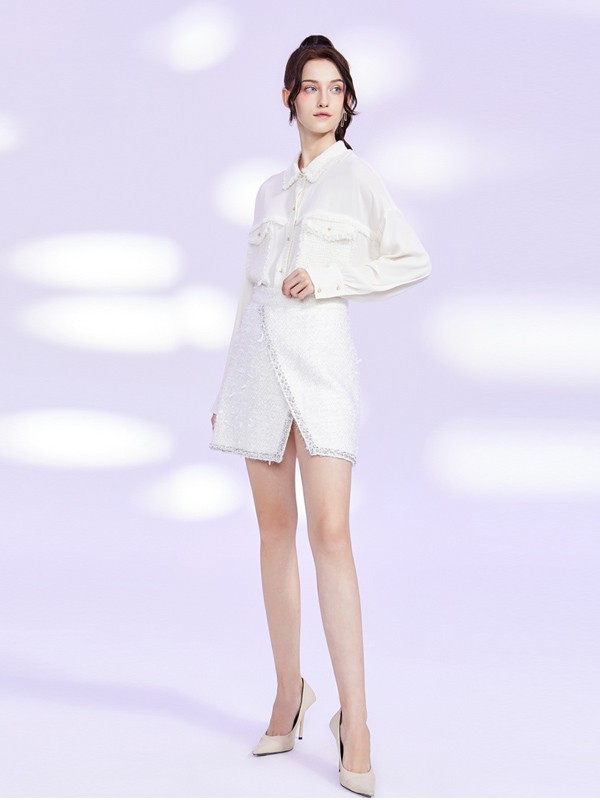 FivePlus女装2020秋冬季白色纯色衬衫