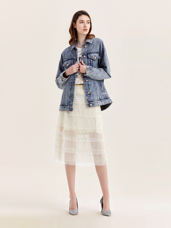 FivePlus女装2020秋冬季蓝色宽松外套