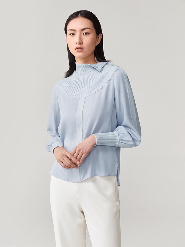 OVV2020秋冬季蓝色纯色衬衫