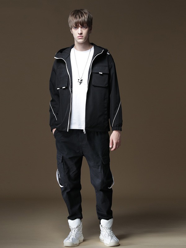 品立2020秋冬季黑色连帽外套