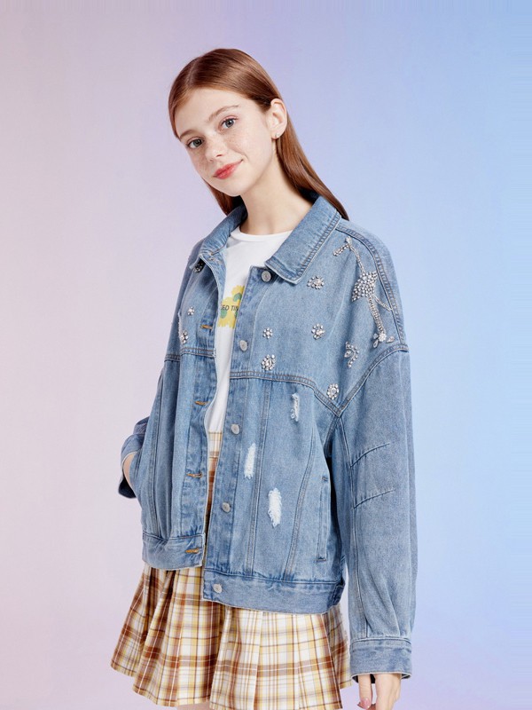 戈蔓婷2020秋冬季蓝色宽松外套