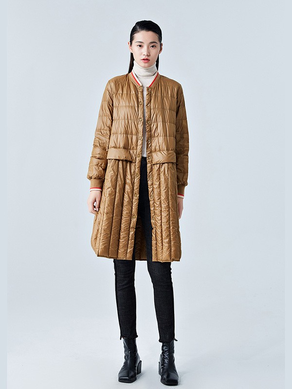 古木夕羊2020秋冬季黄色长款羽绒服