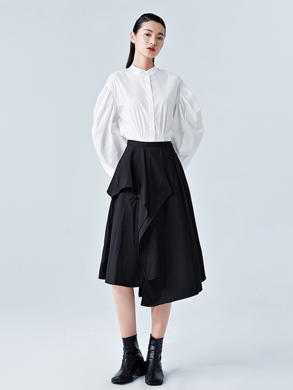 古木夕羊2020秋冬季白色纯色衬衫