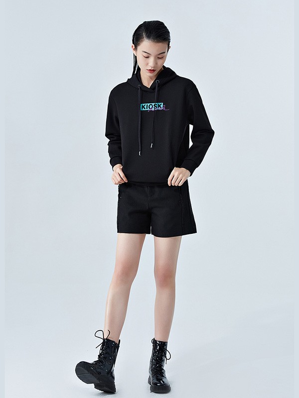 古木夕羊2020秋冬季黑色印花卫衣