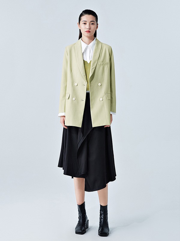 古木夕羊2020秋冬季绿色宽松西装