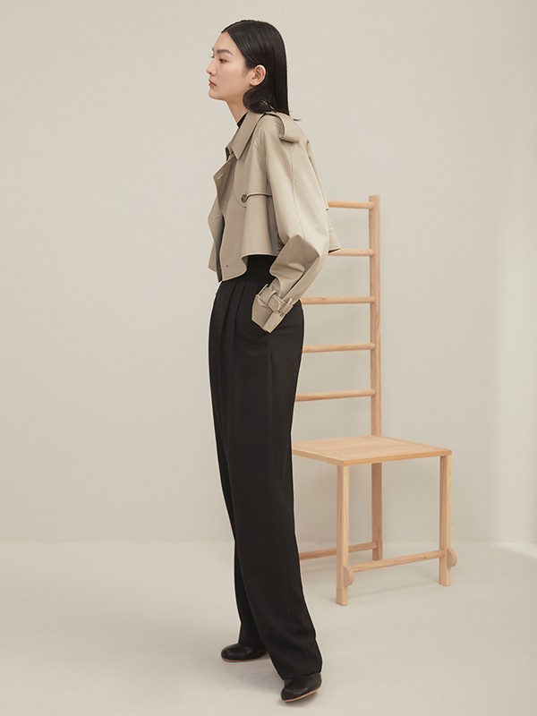 致知2020秋冬季卡其色高腰外套