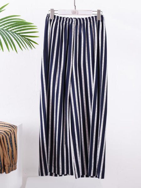 舒工坊2020藏蓝色条纹家居服