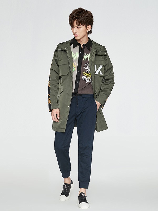 KIKC2020秋冬季绿色长款外套