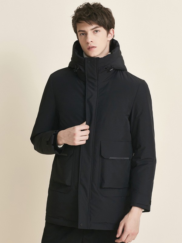 七匹狼男装2020秋冬季黑色宽松棉服