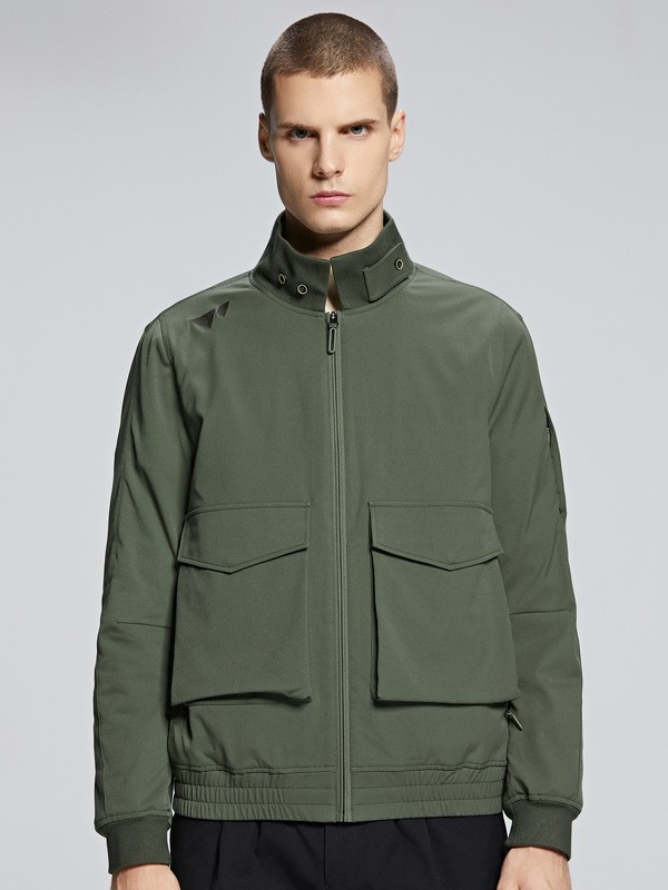 七匹狼男装2020秋冬季绿色宽松外套