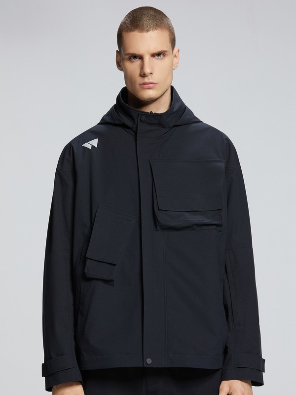 七匹狼男装2020秋冬季黑色宽松外套