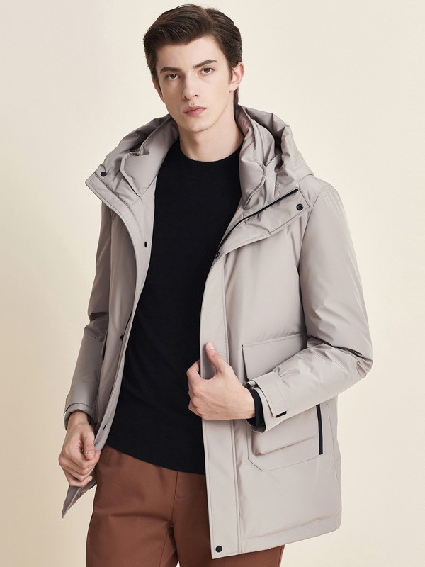 七匹狼男装2020秋冬季杏色纯色棉服