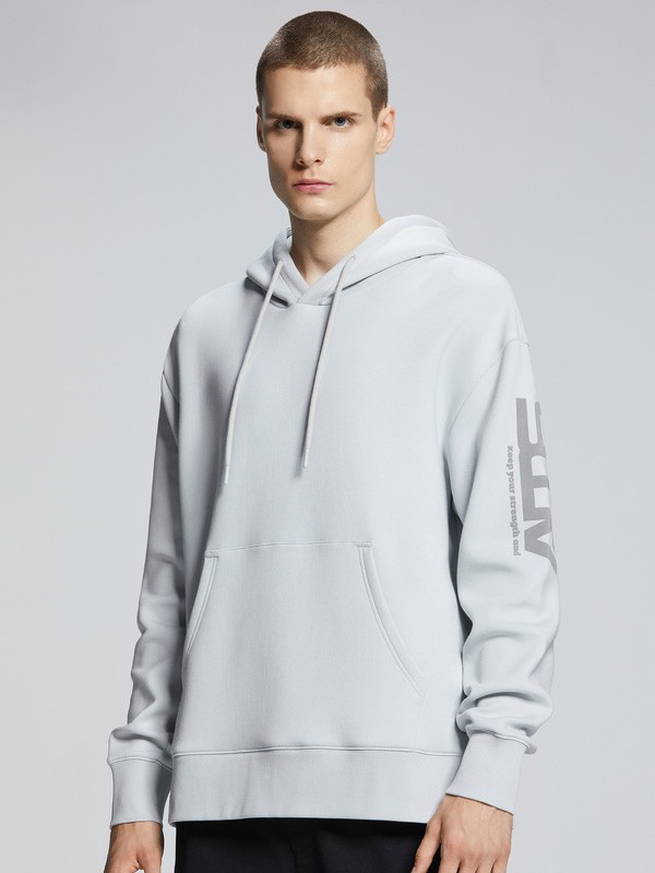 七匹狼男装2020秋冬季灰色字母卫衣