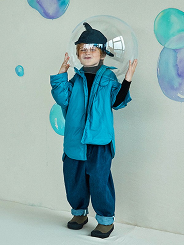 小日着2020秋冬季蓝色宽松羽绒服