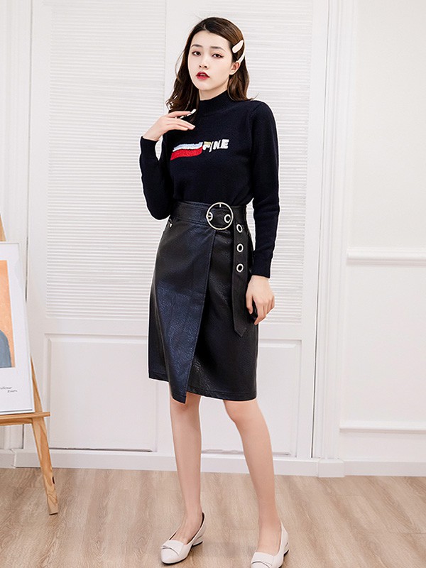 美丽衣橱女装2020秋冬季黑色撞色上衣