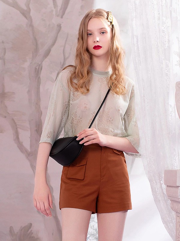 欧点2020秋冬季绿色纯色上衣