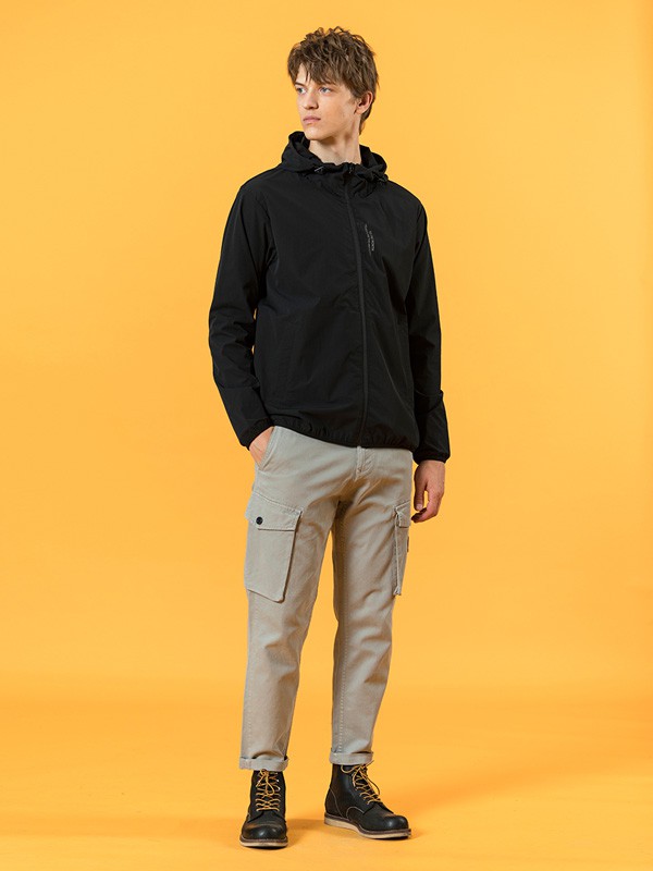 简木男装2020秋冬季黑色纯色外套