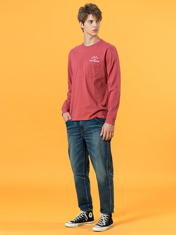 简木男装2020秋冬季粉色印花打底衫