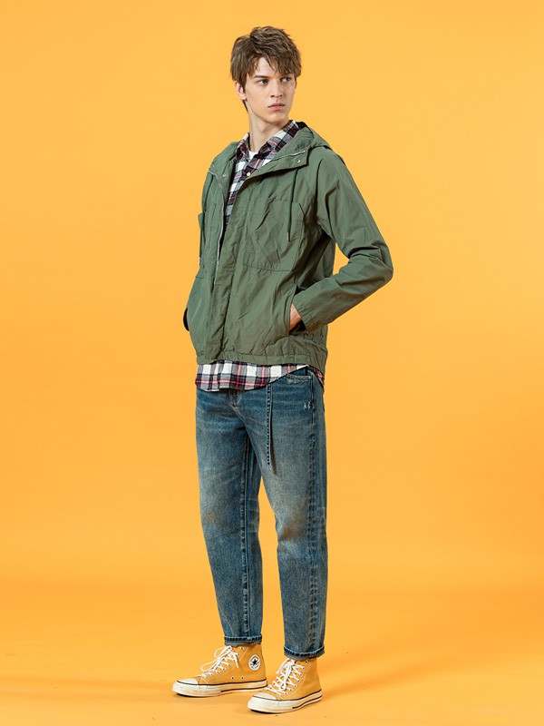 简木男装2020秋冬季绿色纯色外套