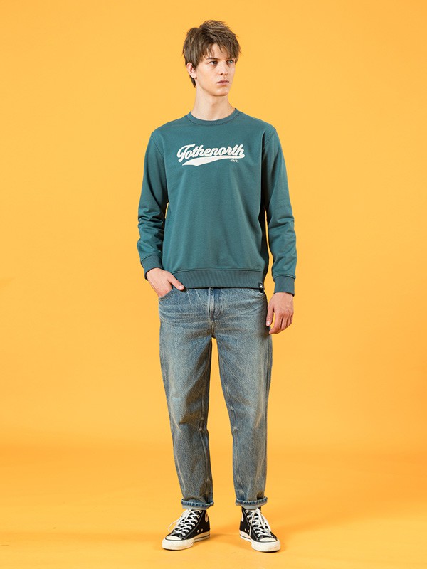 简木男装2020秋冬季绿色字母卫衣