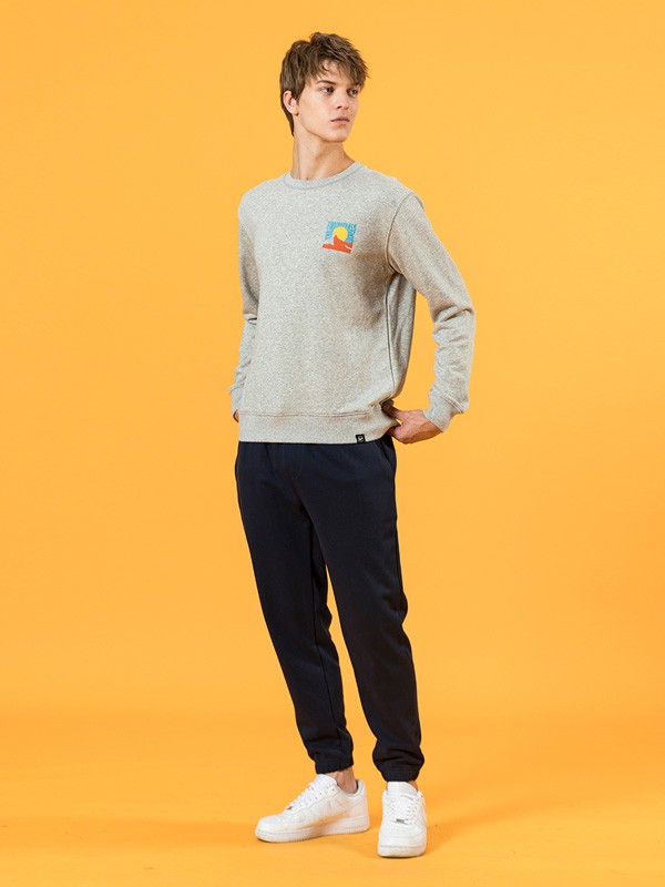 简木男装2020秋冬季灰色印花卫衣