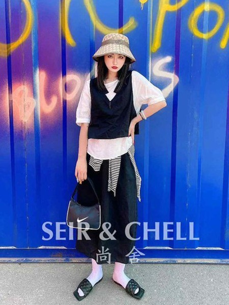 尚舍女装2020春夏季黑色纯色马夹