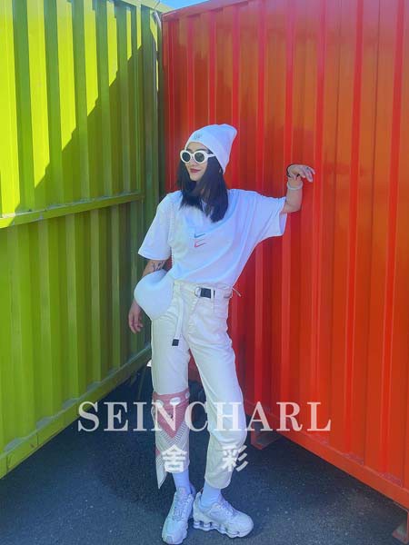 尚舍女装2020春夏季白色印花T恤