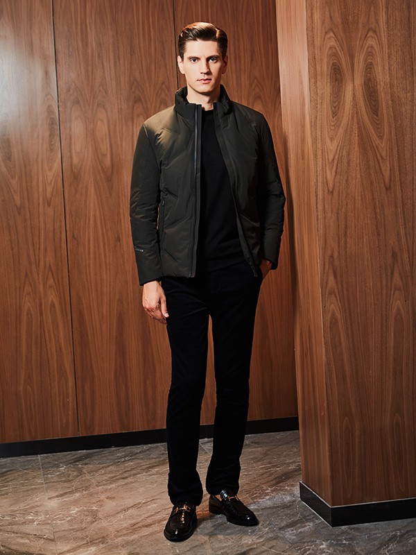 爱迪丹顿2020秋冬季墨绿色宽松羽绒服