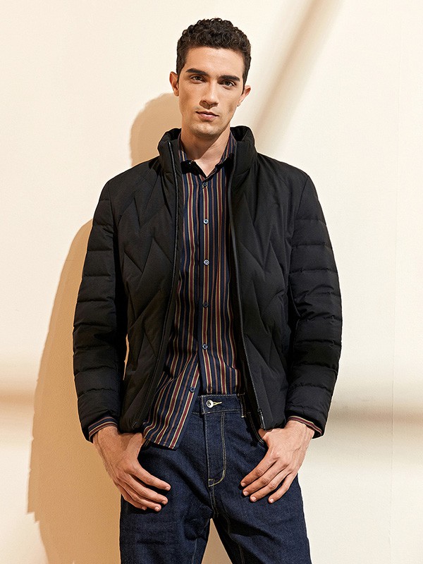 爱迪丹顿2020秋冬季黑色纯色羽绒服