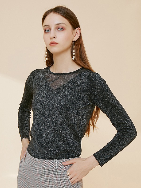 摩凡女装2020秋冬季黑色上衣