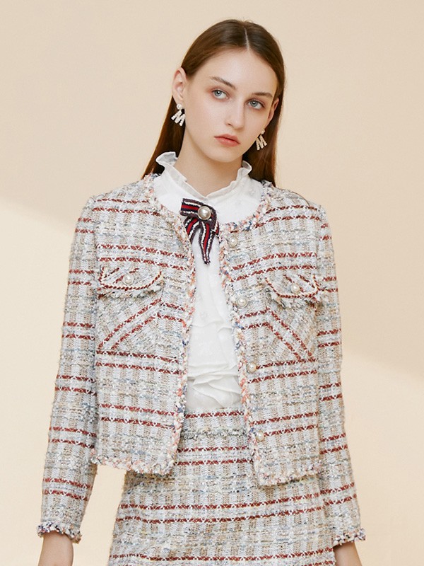 摩凡女装2020秋冬季绿色撞色外套