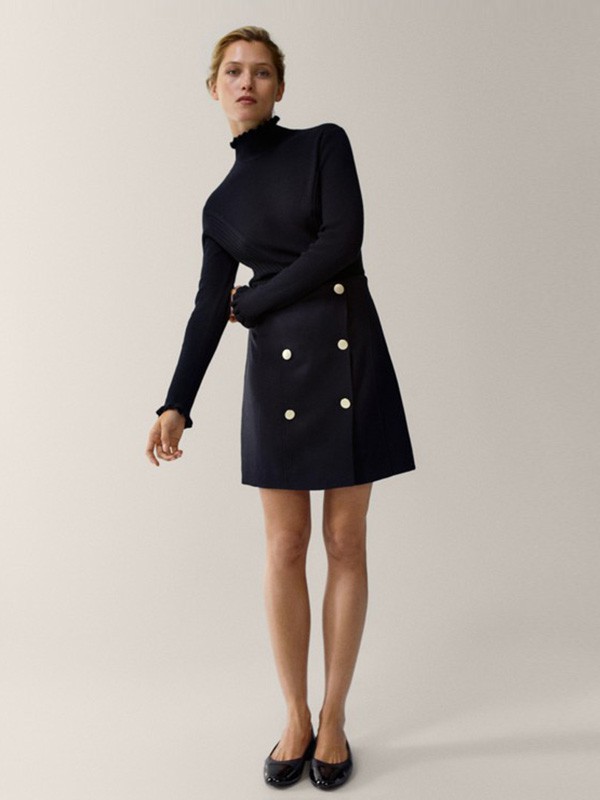 MassimoDutti2020秋冬季黑色高领针织衫