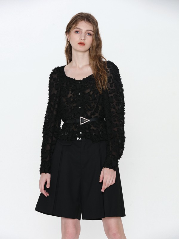 宝贝玛丽2020秋冬季黑色纯色上衣