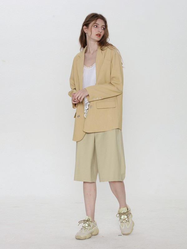 宝贝玛丽2020秋冬季黄色纯色外套